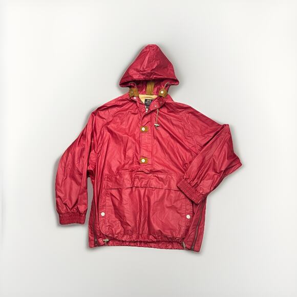 VTG Willis & Geiger Anorak Jacket Mens Large Red Midweight Cinch Kangaroo Pouch - Picture 1 of 13